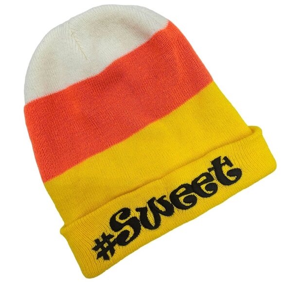 Beanie Hat Bundle SWEET FRESH Striped Knit Pom Funny Fun Winter Teen Girls Women - Picture 2 of 6